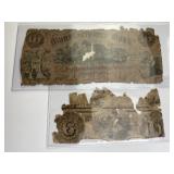 Pair of Low Grade c. 1850s Obselete $10 Notes