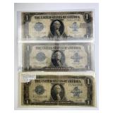 (3) 1923 Large Note Silver Certificates, U.S. $1