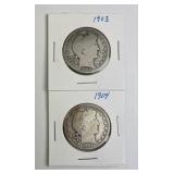 1903, 1904 Barber Silver Half Dollars, U.S. 50c