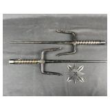 Pair of Sai and Throwing Star, Martial Arts Weapon