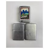 (3) Original Zippo Lighters, One NY City