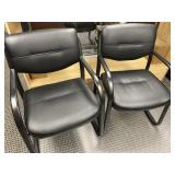 Pair of Black Faux Leather Guest Chairs
