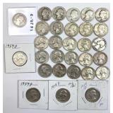 (30) Silver Washington Quarters 1930s-1960s