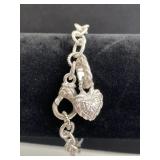 925 Silver Judith Ripka Heart Link w/ CZ Bracelet