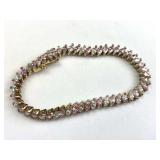 925 Silver w/ Pink & White Gemstones Bracelet