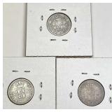 (3) 1845-1892 Spain Silver Coins, All Different