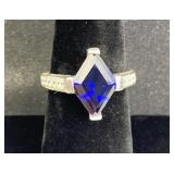 925 Silver & Dark Blue Gemstone Ring