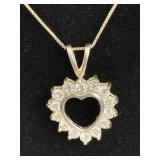925 Silver Heart & Round Cut CZ Necklace