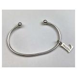 925 Silver & CZ Bangle Bracelet w/ 
