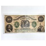 1860 Citizens Bank of Louisiana $10, Shreveport