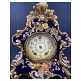 Antique Ceramic Hand Painted Mantel Clock