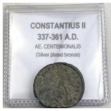 337-361 A.D. Roman Constantius II Silver Plated