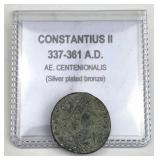 337-361 A.D. Roman Constantius II Silver Plated