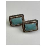 925 Silver & Turquoise Earrings, Signed ATI Mexico