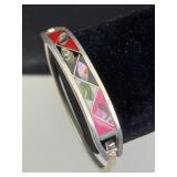 925 Silver & Abalone w. Multi-Color Stone Bracelet