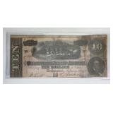 1864 Richmond $10 CSA Note, Blue Back, Torn