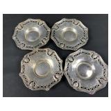 (4) Ornate 925 Sterling Silver Saucers, Antique