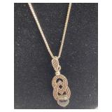 925 Silver w/ Marcasite & Onyx Gemstone Necklace