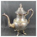 Antique Silver Plated Grape Wine Pitcher, Footed