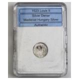 1523 Louis II Silver Denar, Medieval Hungary Coin