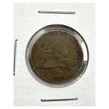 1858 Flying Eagle U.S. 1c Coin, Excellent Details
