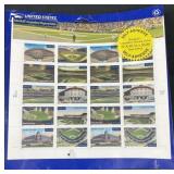 Sealed Sheet of Baseball Stadium Stamps