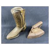 Vintage Cast Iron w/ Star & Metal Cowboy Boot