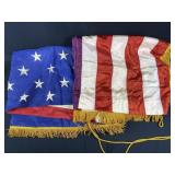 Pair of Vintage Gold Fringed U.S. Flags, 48/50 Sta