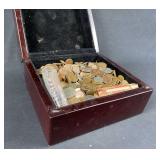 Wooden Box Full of US Coins, Pocket Change