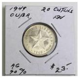 1949 Cuba Silver 20 Centavos, Brilliant Uncirculat