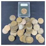 1920s British Large Cents + One Red Coin in Holder