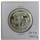 British Sterling Silver Knight on Horse Round, 34.