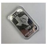 1oz Silver State Art Bar, Texas TX .999