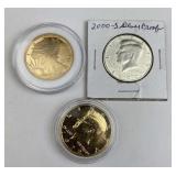 .999 Silver w/ Gold Pl. Walker, 2000-s 90% JFK, +