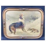 Antique Framed Dog Picture
