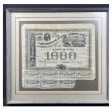 $1000 Confederate States of America Loan, Framed