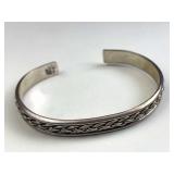 Vintage 925 Silver Bangle Bracelet, Twisted Braid