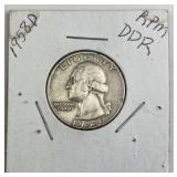 1958-D Silver Washington Quarter, Double Die Rev.