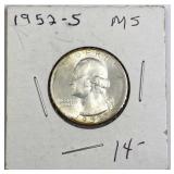 1952-S Washington Silver Quarter, MS, Tone