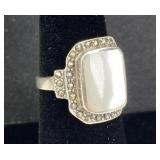 925 Silver, M.O.P. & Marcasite Gemstone Ring