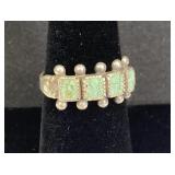 925 Silver & Natural Stone Ring w/ Silver Beads