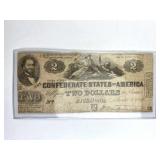 1862 Richmond CSA $2 Note, Trimmed/Taped
