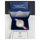 2010 Unc. Disabled Veteran Silver Dollar