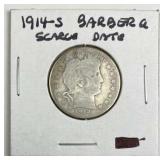 1914-S Barber Silver Quarter, U.S., Key Date