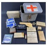 Navy Box Filled with First Aid Items