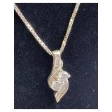 925 Silver Elegant CZ Pendant on Box Link Chain