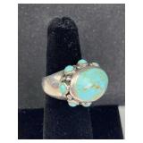 925 Silver & Oval Turquoise w/ Accents Ring