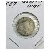1887 Seated Liberty Dime, Early U.S. 10c