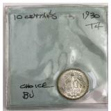 1930 Mexico 10 Centavos, Ch. BU, Nice Luster
