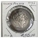 1910-A German States, Prussia Drei Mark Coin